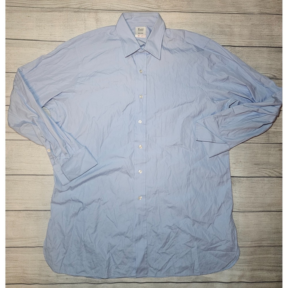 Budd Shirtmakers Piccadilly Button Down Shirt Mens Sz 16.5? Blue‎ Classic Formal